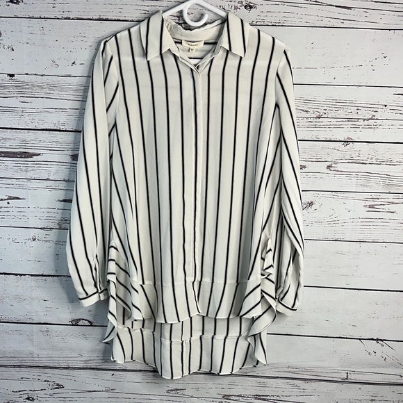 Pleione Tops - Pleione Monochrome Striped Blouse